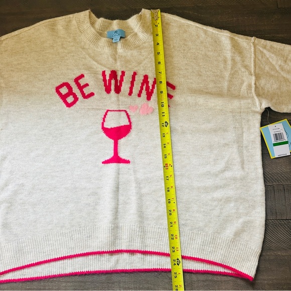 CeCe Cream Sweater with Pink Wine Motif - Picture 7 of 8
